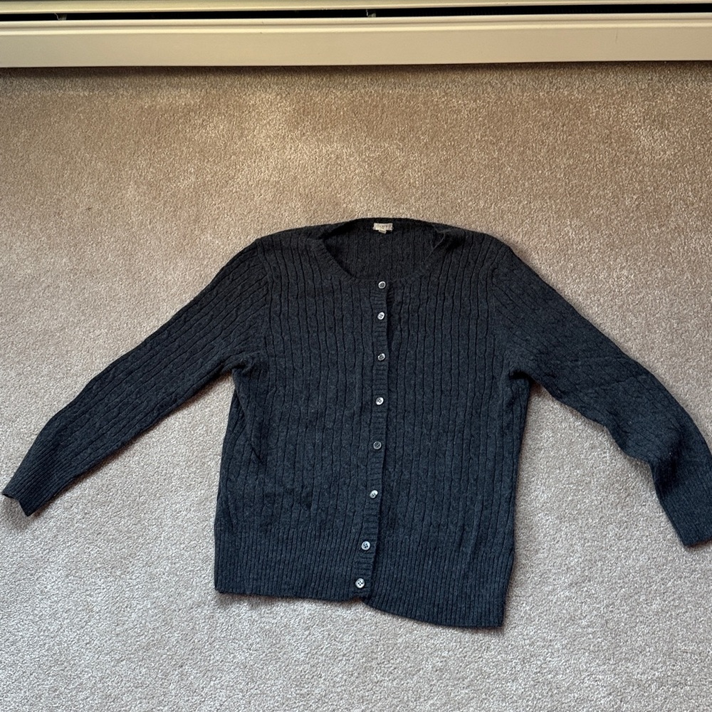 Charcoal Button-Up Cardigan